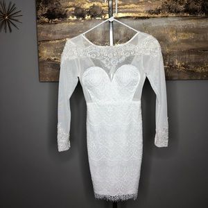 White Lace Long Sleeve Dress